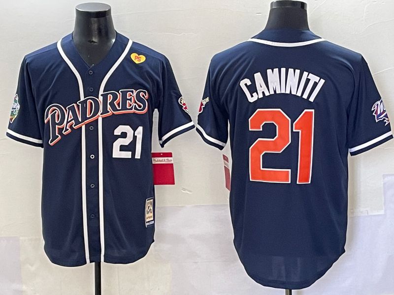 Men 2025 San Diego Padres #21 Caminiti Blue Throwback Game Nike MLB Jersey style 64